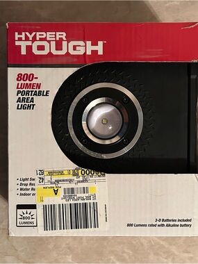 HYPER TOUGH 800-Lumen Portable Area Light - Black & Silver